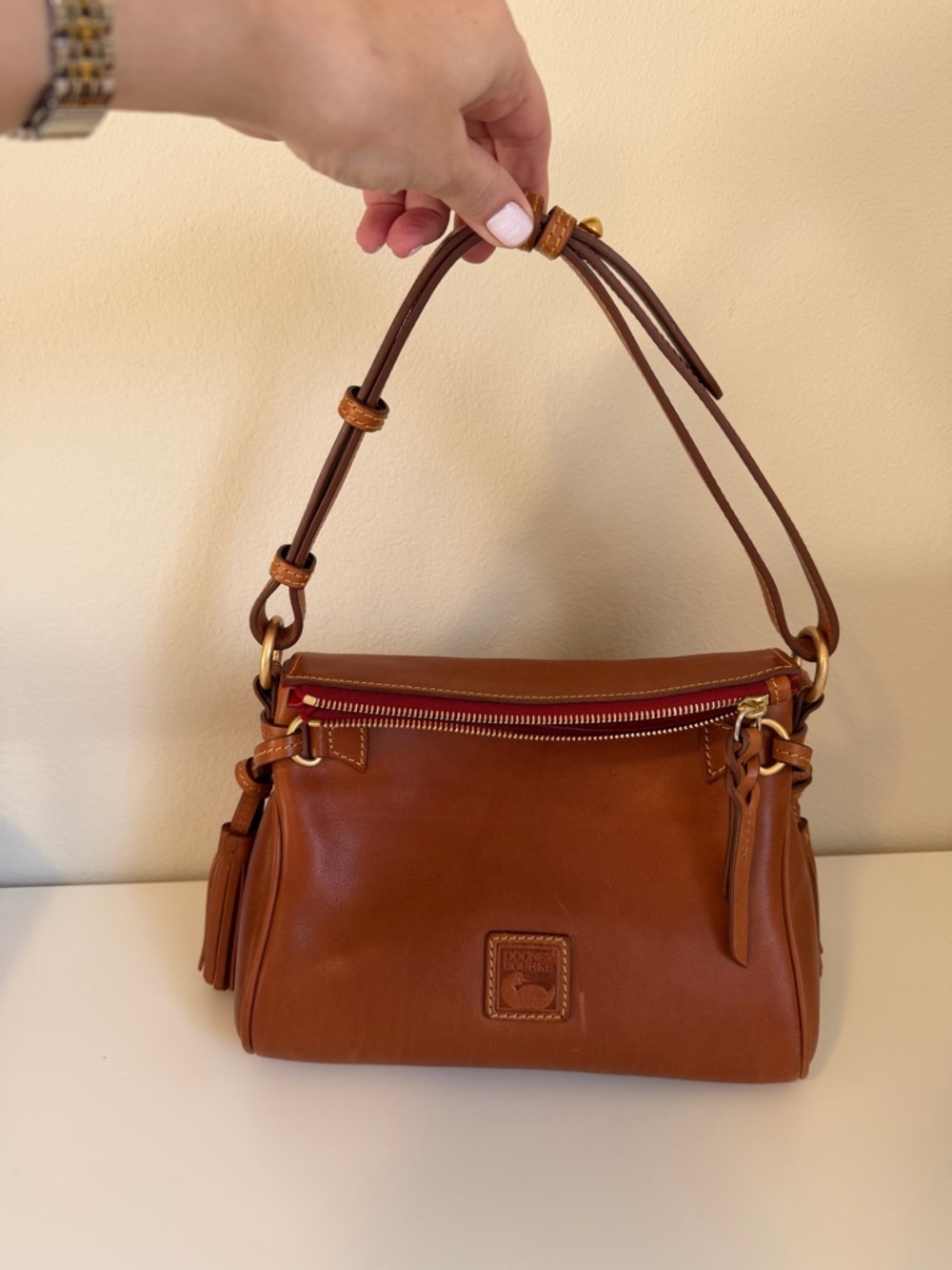 Dooney & Bourke Florentine Tassel Shoulder Bag in color natural